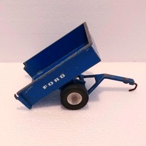 Vintage Ford Tractor Trailer Toy. Blue. Metal. GUC.